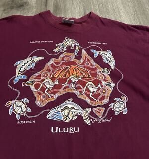 Vintage Uluru Australia Aboriginal Art T Shirt XXL Gooses Made In Australia